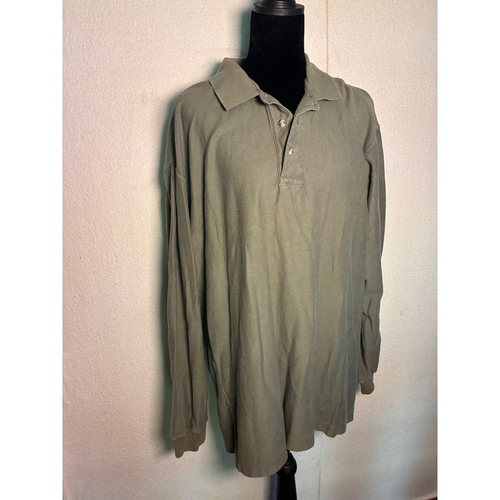 Wrangler Rugged Wear Polo Mens L Green Excellent Long Sleeve Cotton RPLO6MS - Picture 1 of 6